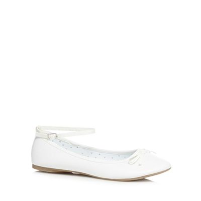 bluezoo Girls' white bow slip-on shoes